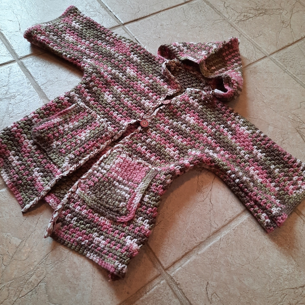 Upcycled afghan blanket Coat Toddler 2-3 original hooded sweater